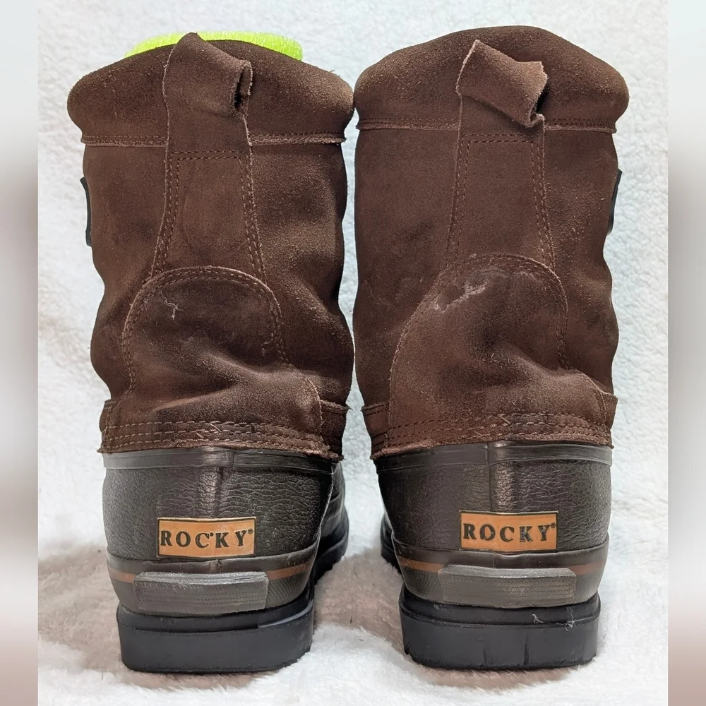 Rocky Mens 10 Brown Leather Insulated Hunting Winter Duck Boots 7758 Steel Shank